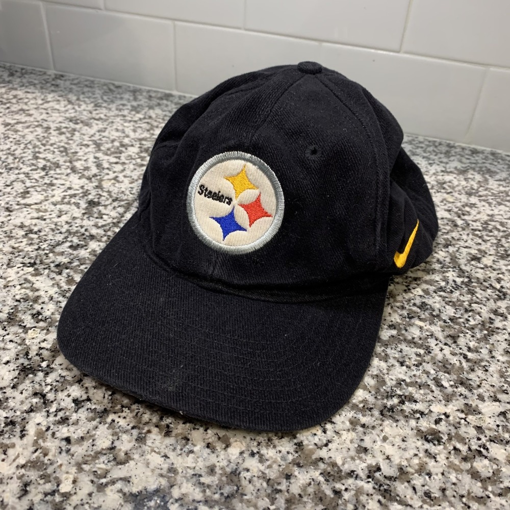 Vintage Pittsburgh Steelers Hat Cap Snap Back One Size Black NFL Football Nike